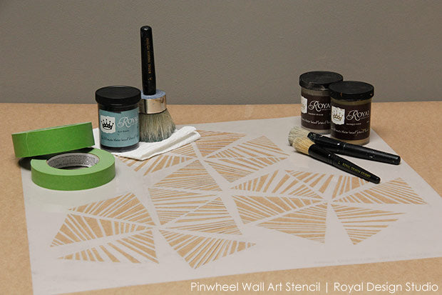 Stencils, Paint, and Brushes and You Will Need to Create Trendy Modern Wall Art for Your Home or Office - Royal Design Studio Stencils Tutorial and Video