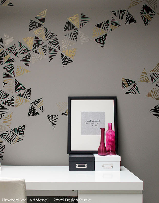 Learn How to Stencil Video: Create a Trendy Modern Free Form Feature Wall in Your Office or Home with Designer Stencils - Royal Design Studio