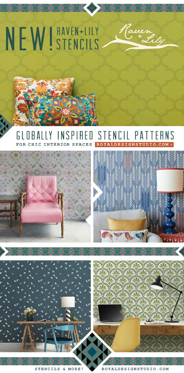 New Globally Inspired Wall Stencils for Exotic and Chic Interior Design