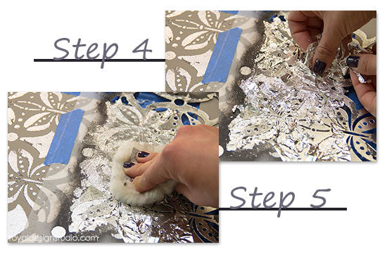 How to use Royal Stencil Size to gild a stencil pattern with silver leaf