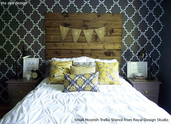 Stenciling an Allover Wallpaper Pattern Look on Walls | Royal Design Studio Stencils