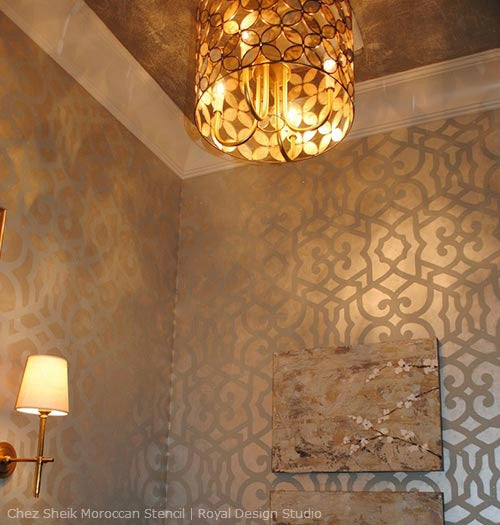 Create a Sophisticated Allover Wallpaper Look with Stencils and Metallics