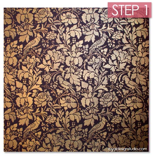 French Floral Damask Wall Stencil Pattern