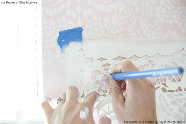 DIY Video Tutorial - How to Stencil a Lace Wallpaper Pattern - Lace Stencils by Royal Design Studio