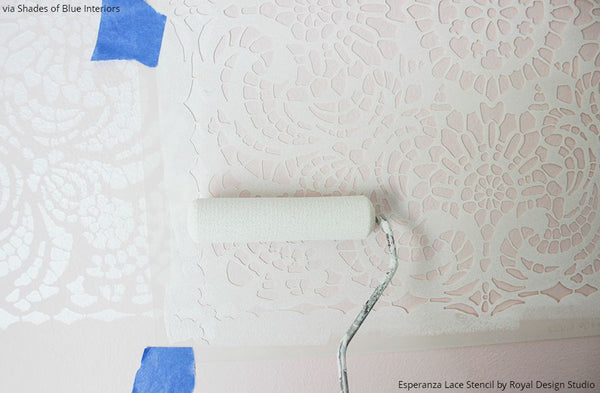DIY Video Tutorial - How to Stencil a Lace Wallpaper Pattern - Lace Stencils by Royal Design Studio
