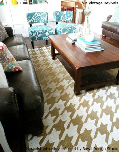 Stenciling a Houndstooth Rug with Royal Design Studio Stencils