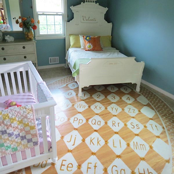 Stenciled Nursery Room Floor 