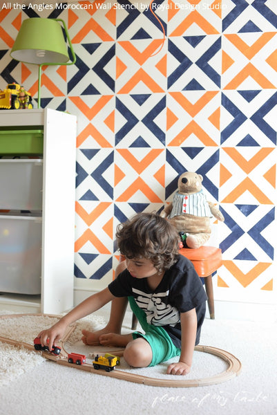 Stencils are Child’s Play in these Kids’ Rooms! Stencils create a colorful environment and stimulate creativity, which is why they are the PERFEFCT addition to kid’s room décor or as a playtime activity. 