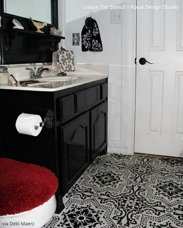 YES You CAN Paint Vinyl & Linoleum Floors with Stencils! Check out these 8 DIY decor ideas using Royal Design Studio Floor Stencils and Annie Sloan Chalk Paint