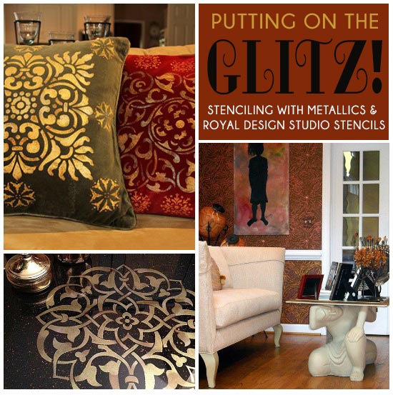 Stencil ideas for decorating with metallic paints with stencils from Royal Design Studio