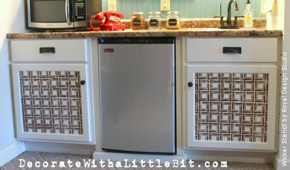 Stenciling on Cabinet Door Fronts with an Allover Stencil by Royal Design Studio | Project by Decorate with a Little Bit
