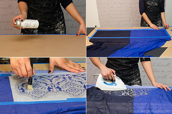 Tips for how to stencil with Jacquard Discharge Paste via Royal Design Studio stencils