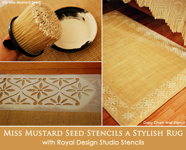 Miss Mustard Seed Stencils a Stylish Rug with Royal Design Studio Stencils