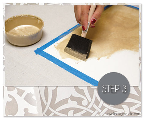 How to begin stenciling project with metallic stencil cremes