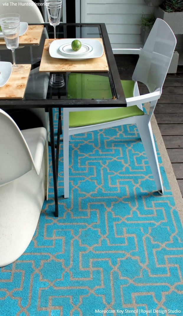 15 DIY Stylish Stenciled Rug Projects that are Easy and Affordable - Painted Floor Stencils by Royal Design Studio