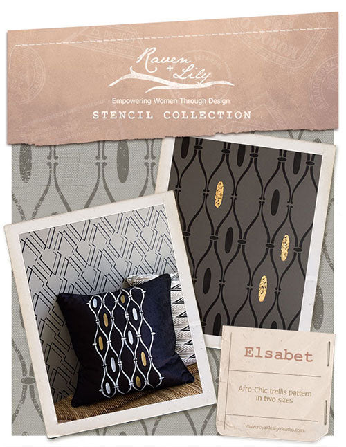 Afro-CHIC! Elsebet Tribal Trellis Stencil from the Raven + Lily Stencil collection for Royal Design Studio.