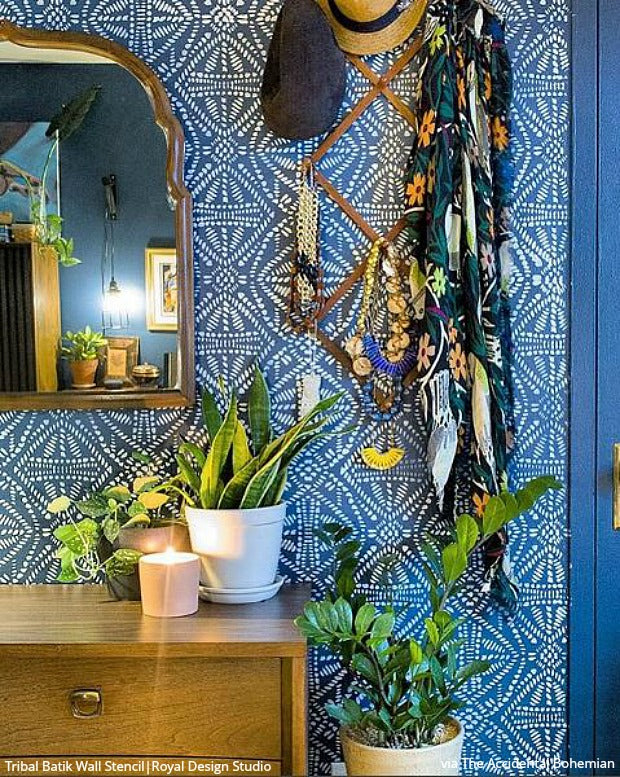 The BEST DIY Home Decor Hacks to Try: Paint Batik Fabric Designs with Wall Stencils & Furniture Stencils from Royal Design Studio