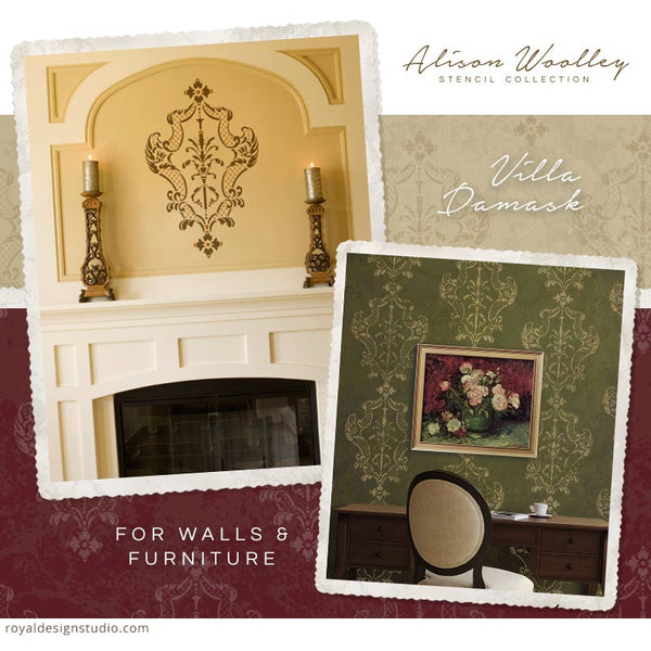 New Designer Stencils for Royal Design Studio: Italian Stencils by Alison Woolley - Decorate Your Home with Italian Design and Large Damask Stencils