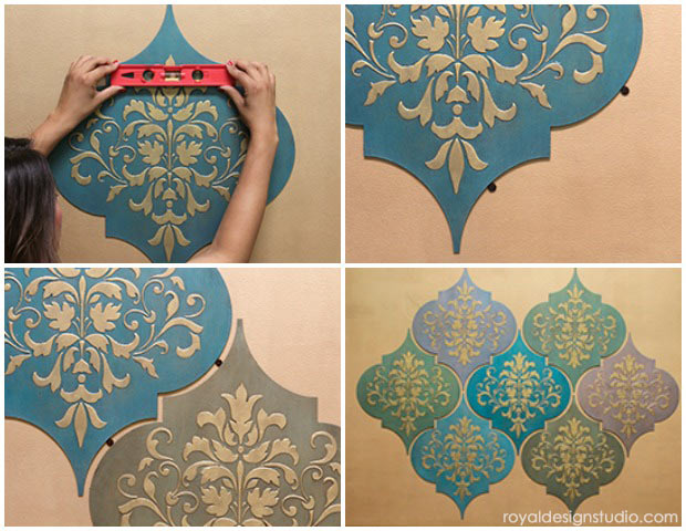 How to hang stenciled Wall Art Wood Shapes for wall decor from Royal Design Studio