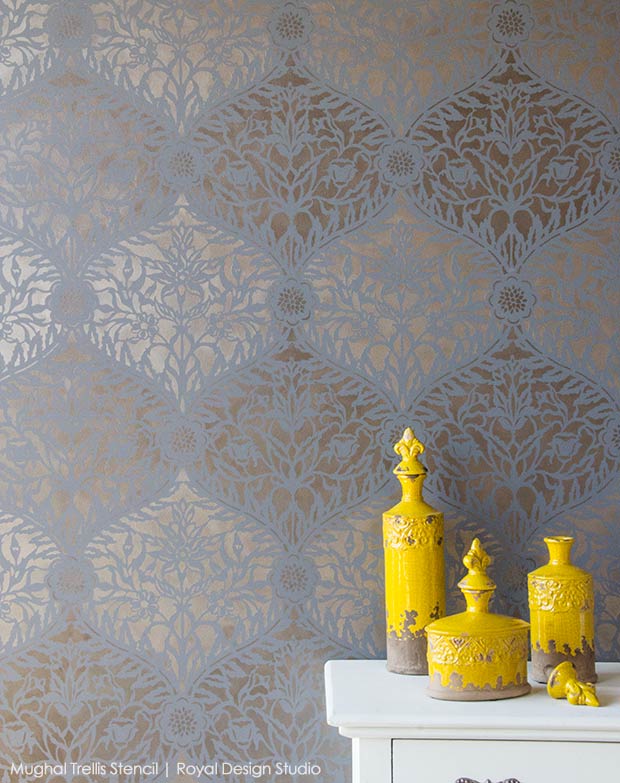 5 Fabulously Easy Ways to Stencil Walls with Metallic Royal Stencil Creme Paints