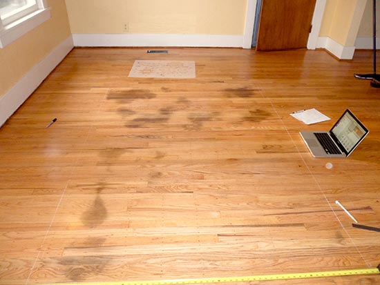 Wood Floor with Stains - Painting and Stencil to the Rescue! | Royal Design Studio