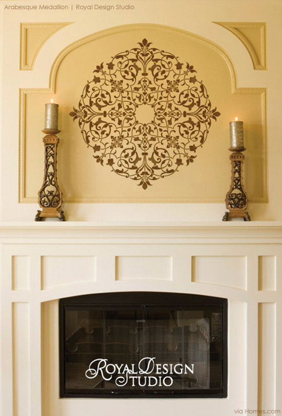 Make your mantle a focal point with medallion stencil patterns