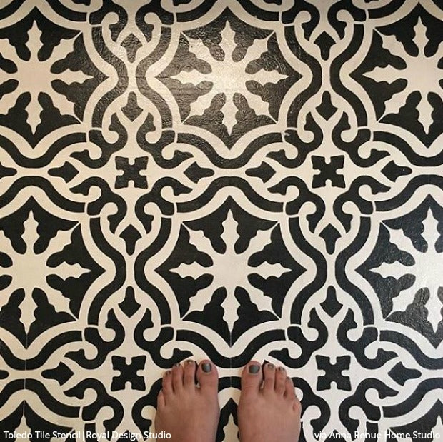 14 Reasons Floor Stencils are Better Than Bathroom Tiles - DIY Decorating Ideas for Tiled Flooring and an Affordable Bathroom Makeover - Royal Design Studio Floor Tile Stencils