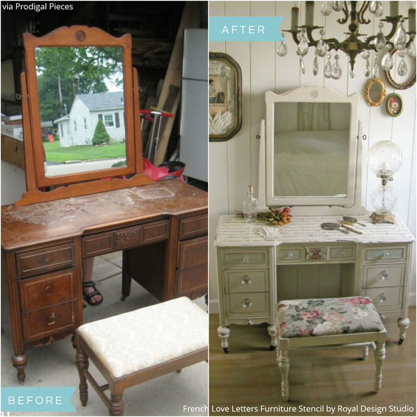 Stenciled Vanity Tutorial: From Curbside Trash to French Treasure