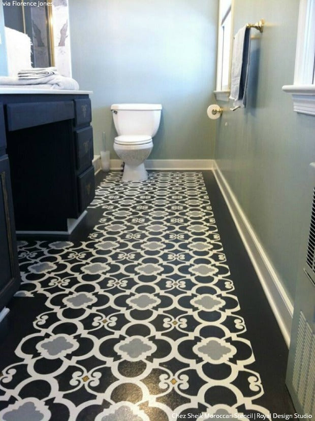 10 Stenciled Floor Makeovers and DIY Ideas Made For Walkin’ - Floor Stencils by Royal Design Studio
