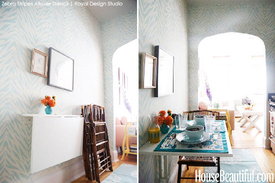 Royal Design Studio Stencil Feature in House Beautiful Kitchen