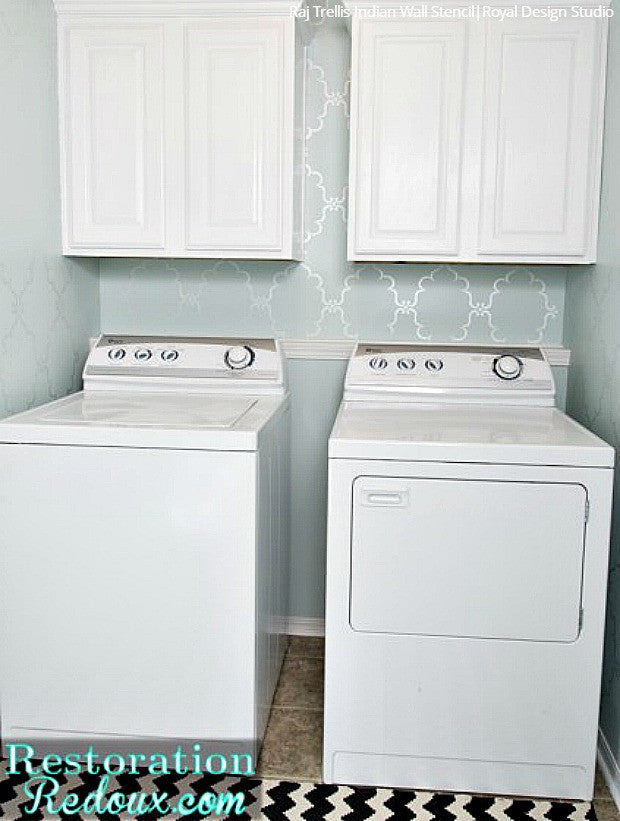 Beautiful DIY Laundry Room Makeovers with Stencils - Royal Design Studio