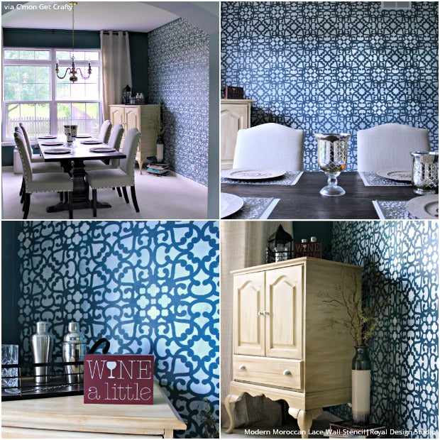 4 DIY Decor Ideas - Make Your Home Modern or Moroccan with these Lace Stencils from Royal Design Studio