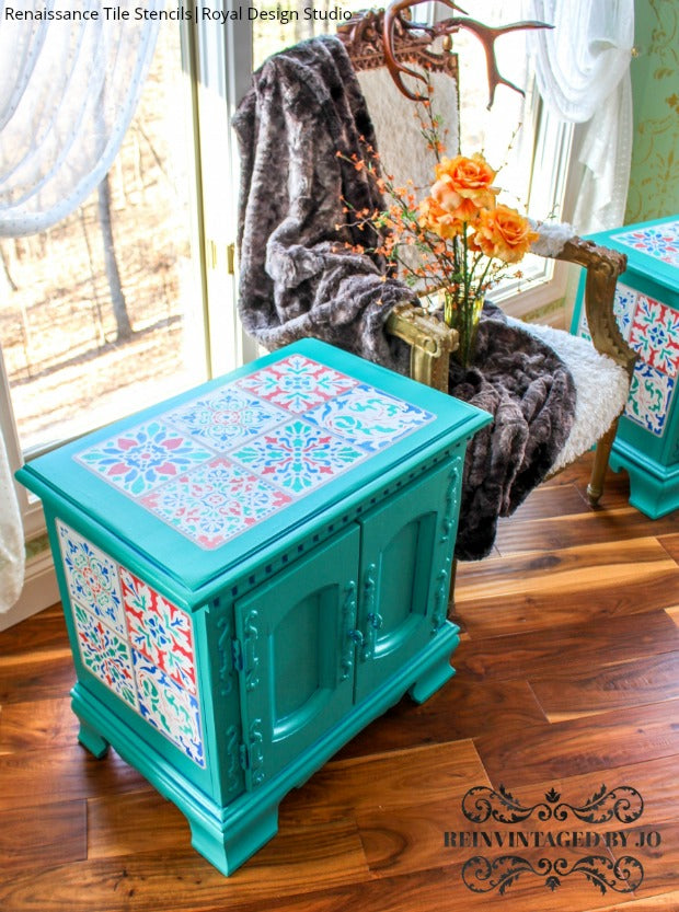 The BEST Furniture Makeovers at the General Finishes Design Challenge - Furniture Refinishing and DIY Stencil Patterns for Painting - Royal Design Studio Furniture Stencils