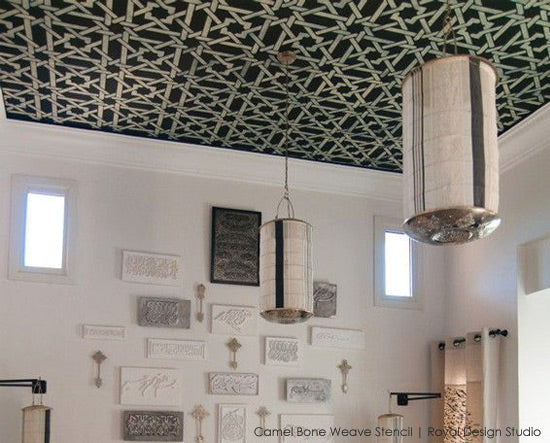 Camel Bone Weave Moroccan Ceiling Stencil from Royal Design Studio