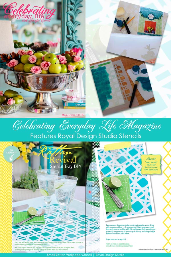 Royal Design Studio Stencils featured in Celebrating Everyday Life with Jennifer Carroll magazine