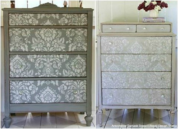 15 DIY Home Decor Ideas: Painting Large Furniture Stencils Upcycling Projects