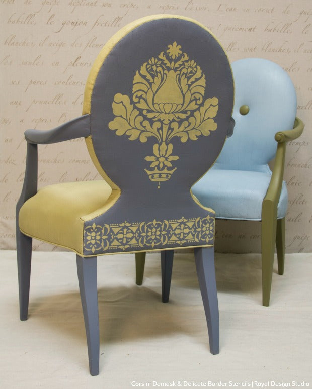 How to Stencil VIDEO Tutorial: Upcycle Upholstery with Chalk Paint and Furniture Stencils from Royal Design Studio