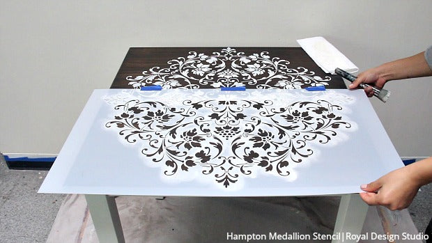 VIDEO Tutorial - Painted Wood Table Makeover with a Large Mandala Stencil Design and Chalk Paint