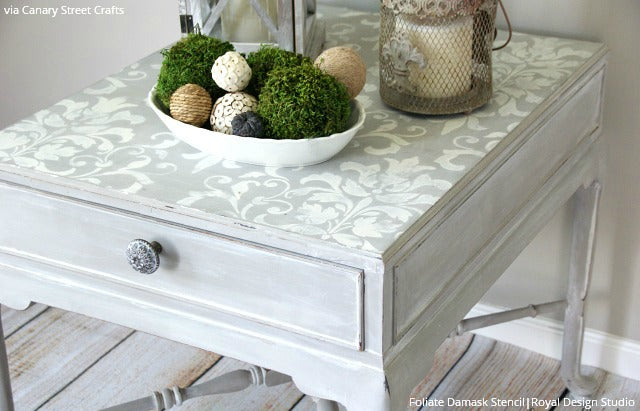 Stencil Design Challenge: 12 Bloggers Tackle Custom Decor, and Win! DIY Decor Ideas using Royal Design Studio Furniture & Wall Stencils