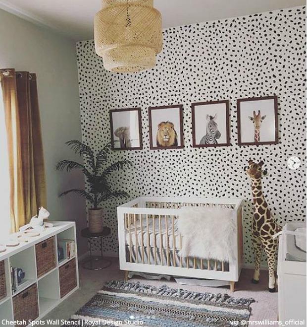 Cheetah-licious Room Makeovers with Cheetah Print Wall Stencils from Royal Design Studio - Animal Print Wallpaper Design Stencils for Painting - Modern Bohemian Decor Ideas