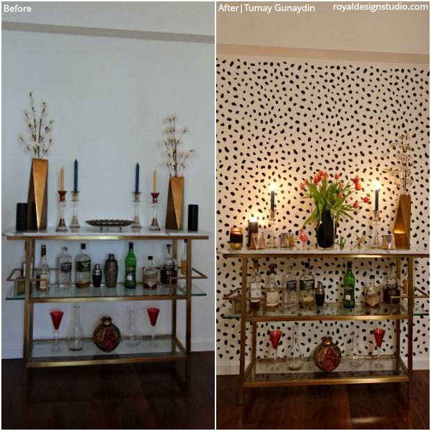 Before & After Stenciled Decor You Won't Believe are DIY! 30 Painting Projects on Walls, Floors, and Furniture using Royal Design Studio Stencil Patterns