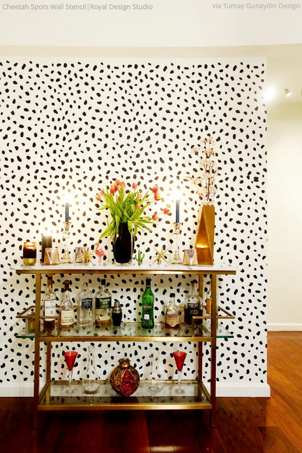 Cheetah-licious Room Makeovers with Cheetah Print Wall Stencils from Royal Design Studio - Animal Print Wallpaper Design Stencils for Painting - Modern Bohemian Decor Ideas