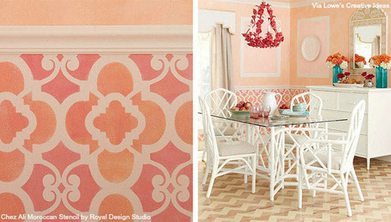 Kitchen stenciling ideas with the Chez Ali Moroccan Stencil from Royal Design Studio