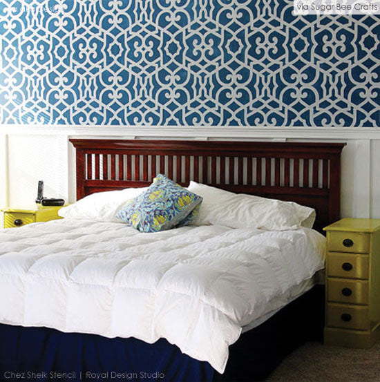 Updated Guest Room with Stencil Patterns from Royal Design Studio