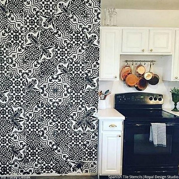 12 Stunning Ideas for Painting a DIY Kitchen Backsplash Design with Wall Stencils - Royal Design Studio