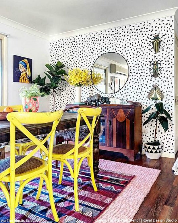 Cheetah-licious Room Makeovers with Cheetah Print Wall Stencils from Royal Design Studio - Animal Print Wallpaper Design Stencils for Painting - Modern Bohemian Decor Ideas