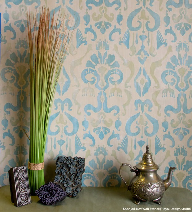 16 DIY Home Decorating Ideas using Trendy Ikat Pattern Stencils - Royal Design Studio