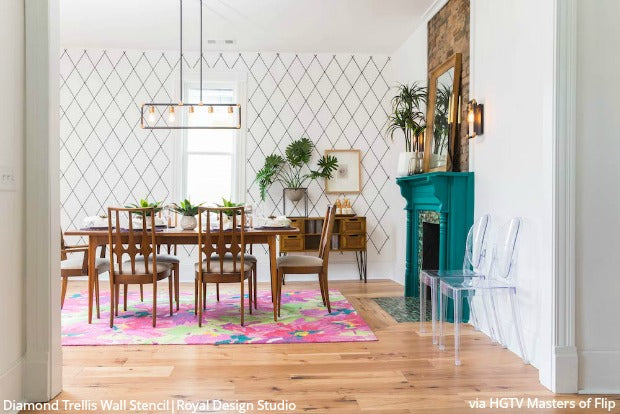 Royal Design Studio Wall Stencils on HGTV Masters of Flip with Dave & Kortney Wilson!