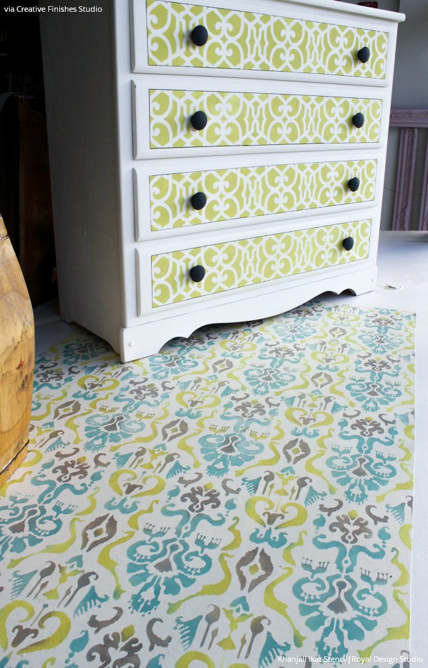 16 DIY Home Decorating Ideas using Trendy Ikat Pattern Stencils - Royal Design Studio