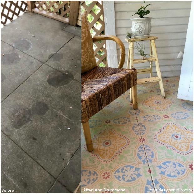 24 Budget-Friendly DIY Ideas to Stencil Your Patio Floor - Concrete Patio Floor Stencils - Tile Pattern Stencils - Royal Design Studio Stencils